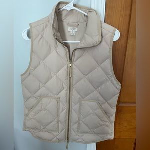 J. Crew Beige Quilted Down Puffer Vest